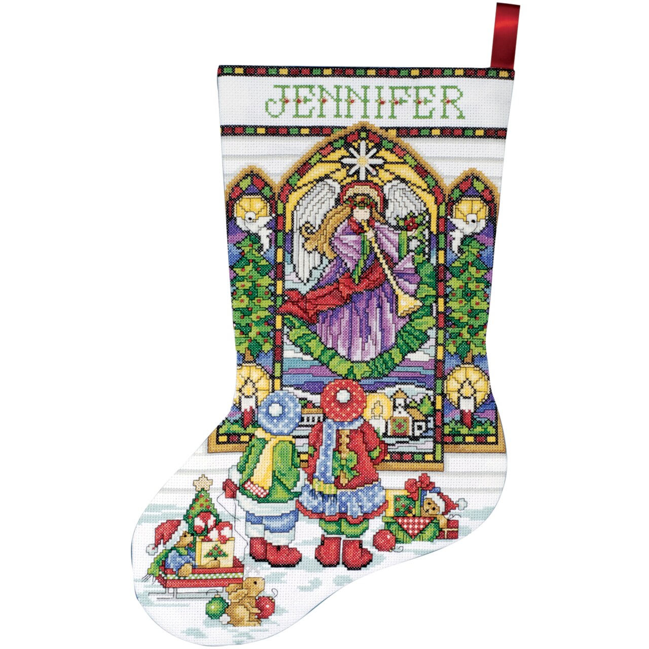 Design Works Counted Cross Stitch Stocking Kit 17 Long-Stained Glass (14  Count)